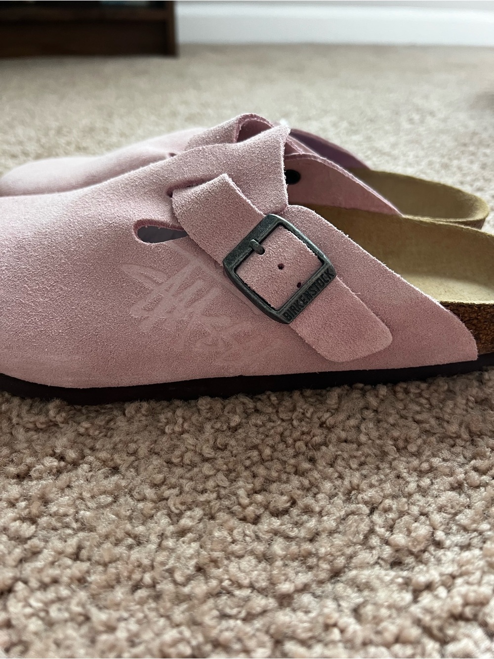 Birkenstock X Stussy Blush Pink Suede Clogs - Picture 2 of 4